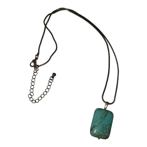 unbranded Silverstone 18 inch chain turquoise Pendant necklace. - Picture 3 of 5